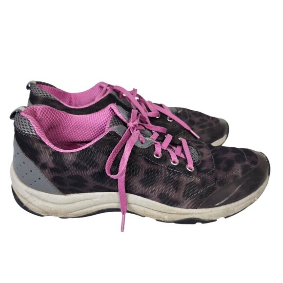 Vionic Womens Sneakers Sz 8.5 Gray & Pink Leopard Print Arch Support Lace-Up Lig - Picture 4 of 8